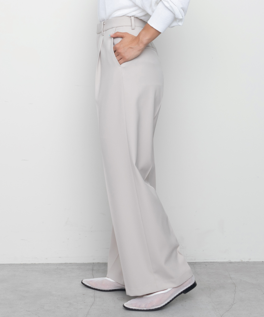 Stretch Double Cloth Wide Pants