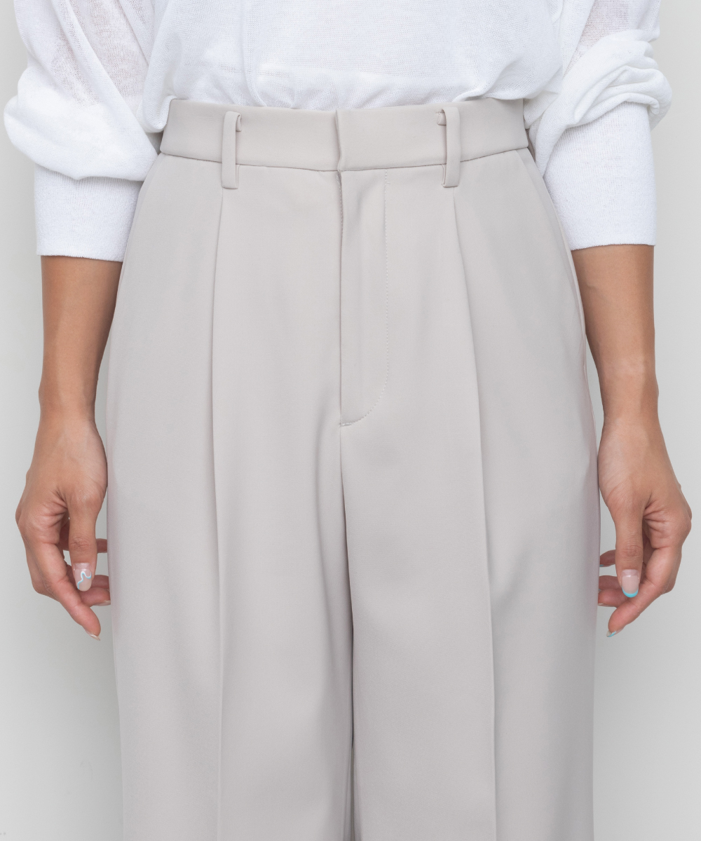 Stretch Double Cloth Wide Pants